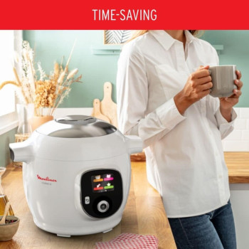 Moulinex Multicooker Cookeo 6L Electric Cooker 100 Built-In Recipes Dedicated App 4 Guided-Menu Systems Pressure Cooking, Steaming, Slow Cooking And More