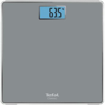 Tefal PP1500 Classic Digital Bathroom Scale, Large Backlit Display, 160 KG Capacity Body Weight Scale, Automatic On Tempered Glass Platform, Silver