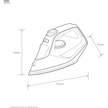 Electrolux Steam Iron 2300W, Non Stick Ceramic Plate, Mechanical Knob, 2M Cord Length, 1 Axis Rotation Card, Water Tank, Steam Technology, Steam Shot 100 Gm, Pilot Lamp