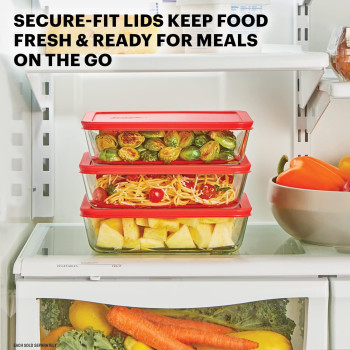 Pyrex Simply Store Glass Food Storage Container, Snug Fit Non-Toxic Plastic BPA Free Lids, Freezer Dishwasher Microwave Safe, 6 Cup