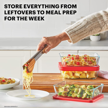 Pyrex Simply Store Glass Food Storage Container, Snug Fit Non-Toxic Plastic BPA Free Lids, Freezer Dishwasher Microwave Safe, 6 Cup