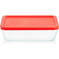 Pyrex Simply Store Glass Food Storage Container, Snug Fit Non-Toxic Plastic BPA Free Lids, Freezer Dishwasher Microwave Safe, 6 Cup