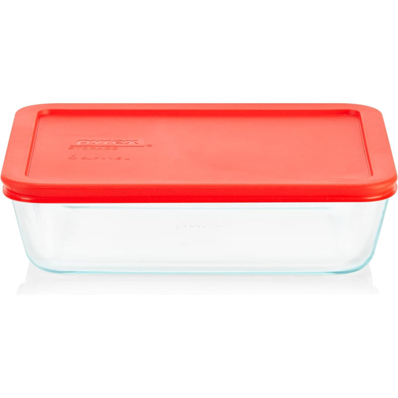 Pyrex Simply Store Glass Food Storage Container, Snug Fit Non-Toxic Plastic BPA Free Lids, Freezer Dishwasher Microwave Safe, 6 Cup