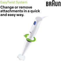 Braun Multiquick 1 Hand Blender 450 Watts, 1 Speed, Light-Weight, BPA Free, Dishwasher Safe, Plastic