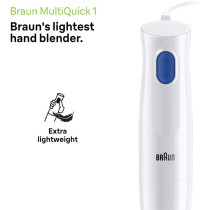 Braun Multiquick 1 Hand Blender 450 Watts, 1 Speed, Light-Weight, BPA Free, Dishwasher Safe, Plastic