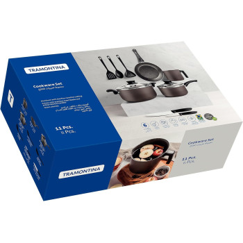 Tramontina Paris 11 Pieces Lead Colored Aluminum Cookware Set With Interior And Exterior Starflon Max Pfoa Free Nonstick Coating