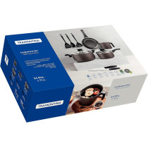 Tramontina Paris 11 Pieces Lead Colored Aluminum Cookware Set With Interior And Exterior Starflon Max Pfoa Free Nonstick Coating