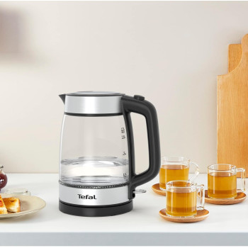 Tefal Kettle 1.7 L Glass Electric Kettle 18050-2200 W Concealed Heating Element Cordless 360 Design Removable Anti-Scale Filter Precision Spout Assisted Lid Opening