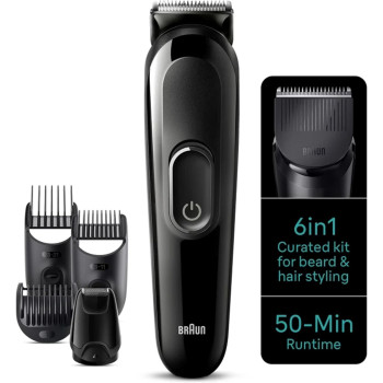 Braun MGk 3410 6 In 1 Style Kit 3 Beard, Hair Grooming With 50Min Runtime, With 5 Extra Curated Tools For Beard Clipping, Precision Shaving, And Hair Clipping