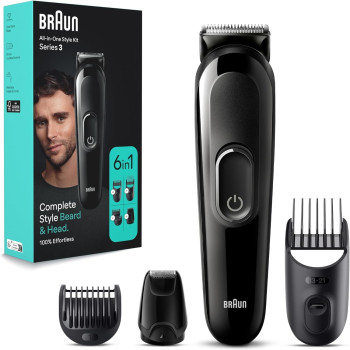 Braun MGk 3410 6 In 1 Style Kit 3 Beard, Hair Grooming With 50Min Runtime, With 5 Extra Curated Tools For Beard Clipping, Precision Shaving, And Hair Clipping