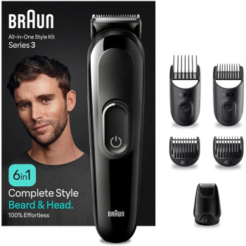 Braun MGk 3410 6 In 1 Style Kit 3 Beard, Hair Grooming With 50Min Runtime, With 5 Extra Curated Tools For Beard Clipping, Precision Shaving, And Hair Clipping
