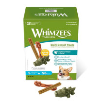 Whimzees Daily Dental Treats Variety Value Box, Small, 56Pcs (Pack Of 3)