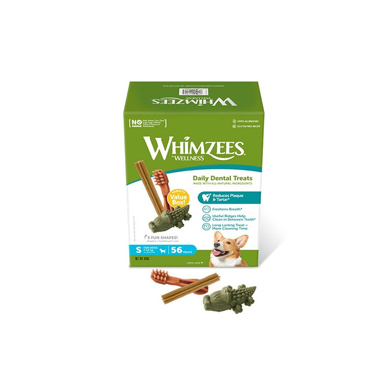 Whimzees Daily Dental Treats Variety Value Box, Small, 56Pcs (Pack Of 3)