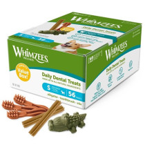 Whimzees Daily Dental Treats Variety Value Box, Small, 56Pcs (Pack Of 3)
