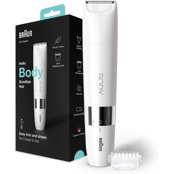 Braun Bs 1000, Body Mini Trimmer Wet And Dry With Trimming Comb, White
