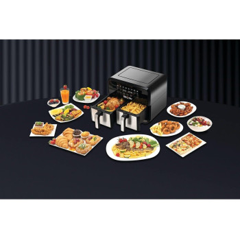 Black+Decker Digital Dual Zone Air Fryer 1700W 4L Capacity With Rapid Hot Air Circulation For Frying, Grilling, Broiling, Roasting