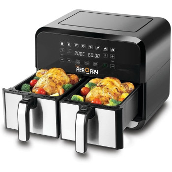 Black+Decker Digital Dual Zone Air Fryer 1700W 4L Capacity With Rapid Hot Air Circulation For Frying, Grilling, Broiling, Roasting