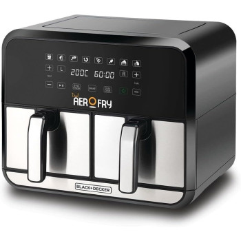 Black+Decker Digital Dual Zone Air Fryer 1700W 4L Capacity With Rapid Hot Air Circulation For Frying, Grilling, Broiling, Roasting