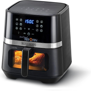 Black+Decker XXL 2 Kg/8.5 L Air Fryer, 5.6L Basket, 1800W, Touch Screen, 12-In-1 With Rapid Hot Air Circulation For Frying, Grilling, Broiling, Roasting, Baking