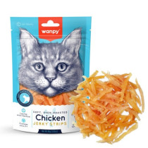 Wanpy Soft Oven-Roasted Chicken Jerky Strips Cat Treats 80 G (Pack of 18)