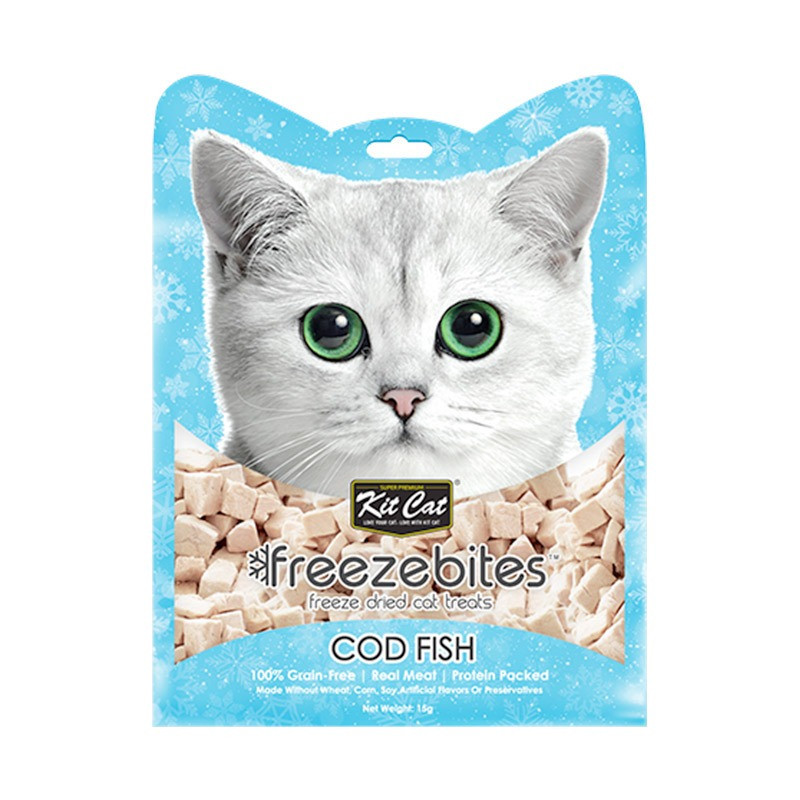 Kit Cat Freeze Bites Cod Fish Dried Cat Treats 15 G (Pack of 18)