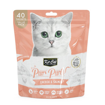 Kit Cat Purr Puree Chicken And Salmon 40 Sachets Value Pack Cat Treats (Pack of 2)