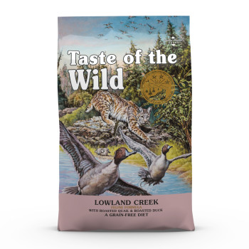 Taste Of The Wild Grain Free High Protein Real Meat Recipe Lowland Creek Feline Recipe With Roasted Quail And Roasted Duck, Cat Dry Food, 2 KG