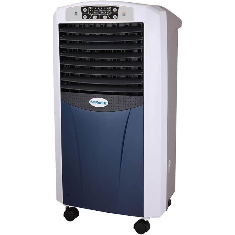 Sonashi SAC-204 Portable Air Cooler w/ 7 Liter Water Tank, 2 Ice Boxes, Three Wind Speeds, Water Level Indicator, 4 Castor Wheels, Electronic Display, 12 Hour Timer, Home Appliance