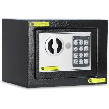 VITION Mini Safe Box, Digital Security Locker with Key for Passports Cash Money Jewelry Watches Suitable for Home Office Travel (Black)