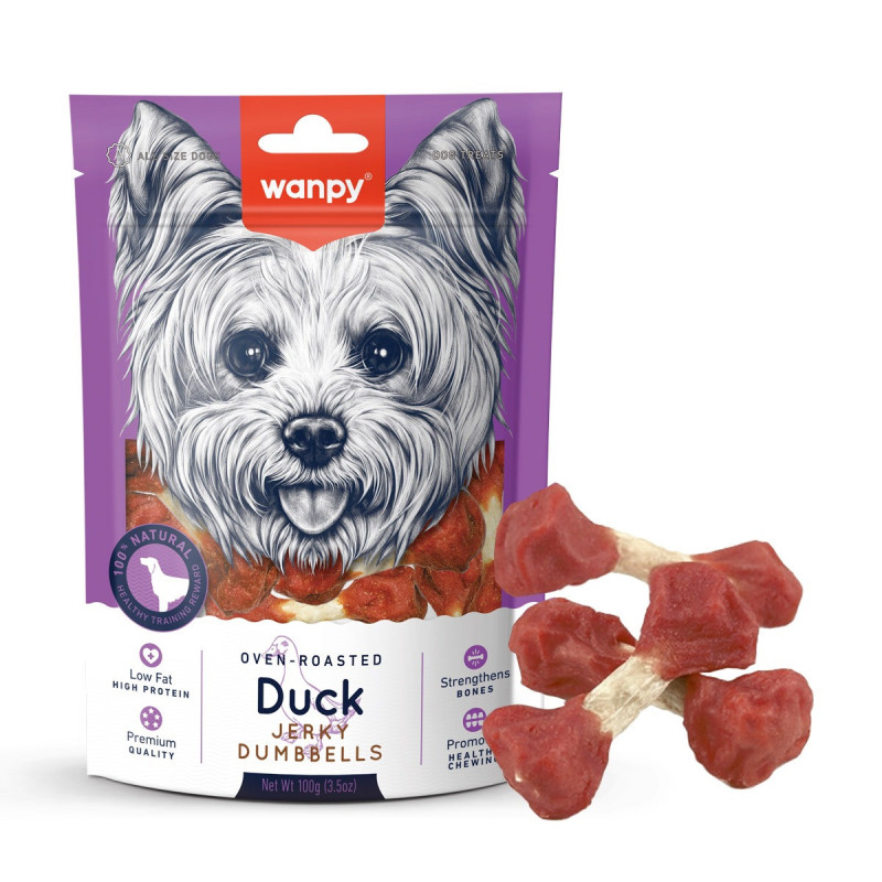 Wanpy Oven Roasted Duck Jerky Dumbbells, 100g (Pack of 20)