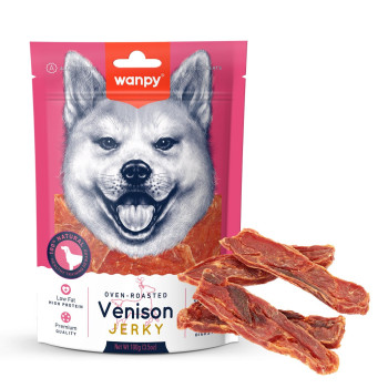 Wanpy Oven Roasted Dry Venison Jerky, 100g (Pack of 16)
