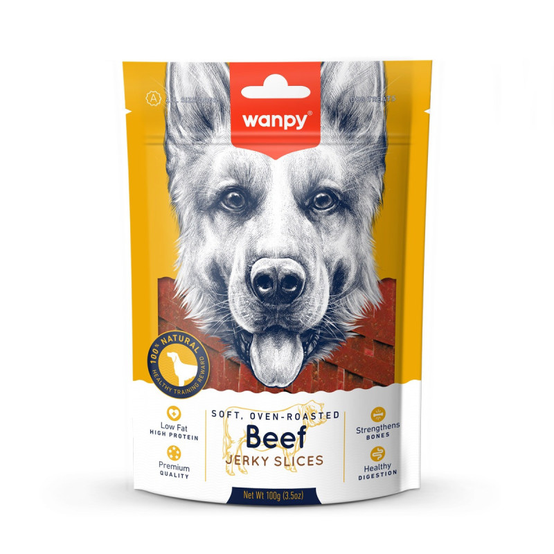 Wanpy Soft Oven Roasted Beef Jerky Slices, 100g (Pack of 16)