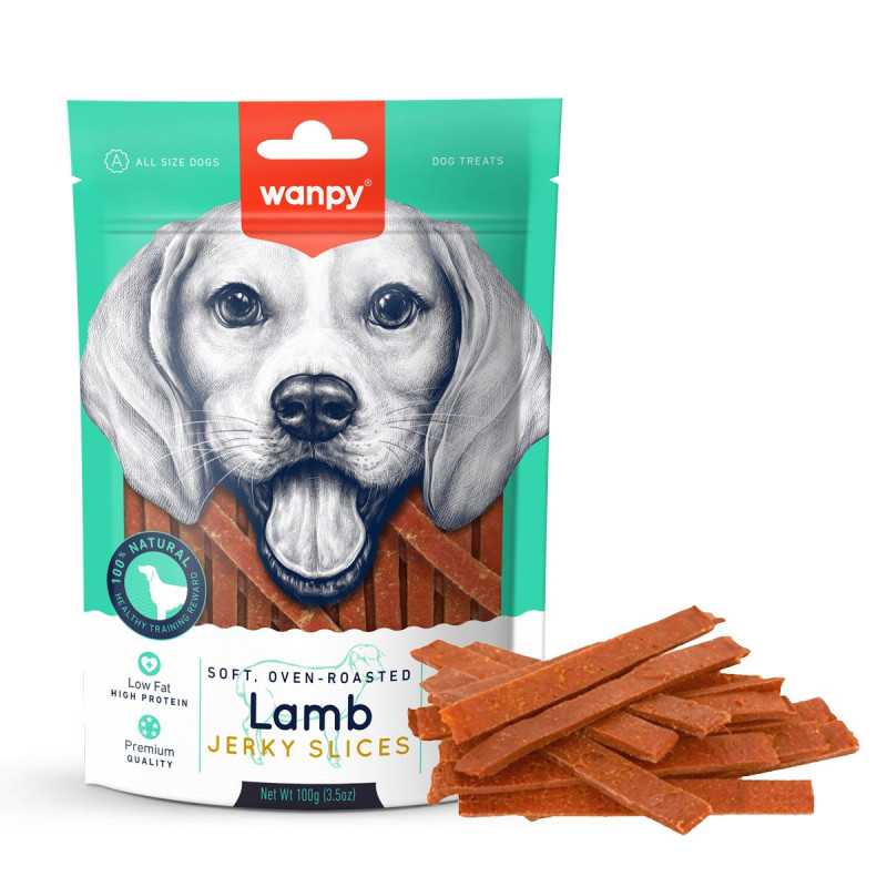 Wanpy Soft Oven Roasted Lamb Jerky Slices, 100g (Pack of 16)