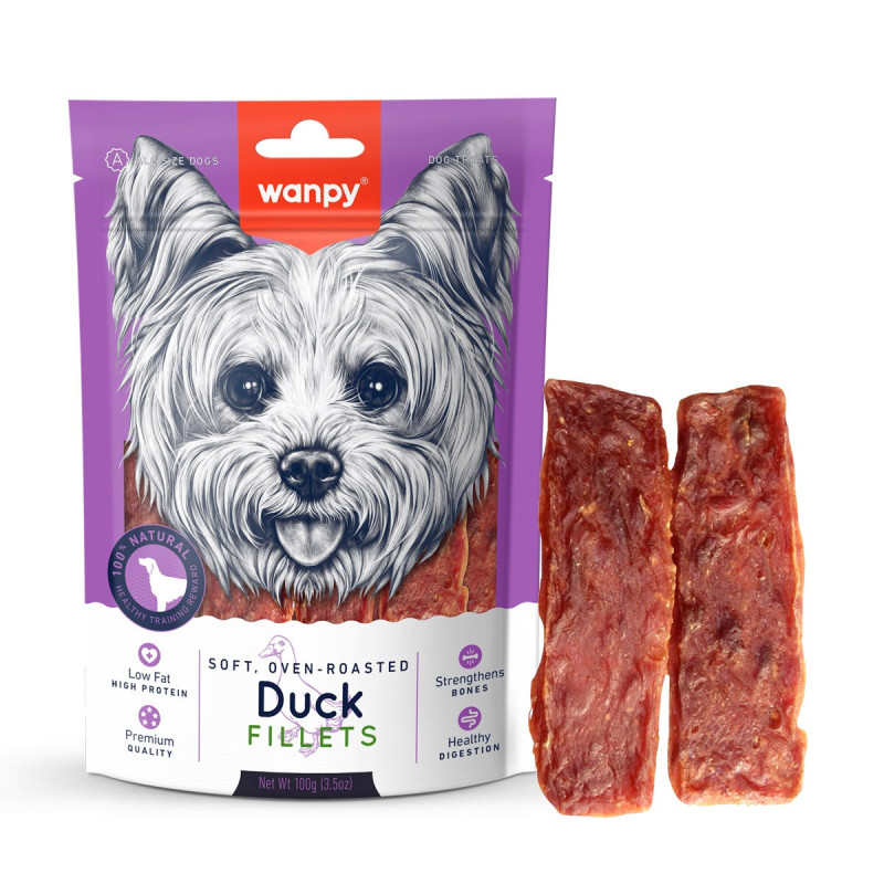 Wanpy Soft Oven Roasted Duck Fillets, 100g (Pack of 16)