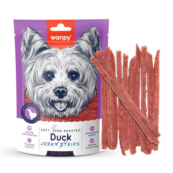 Wanpy Soft Oven Roasted Duck Jerky Strips, 100g (Pack of 16)