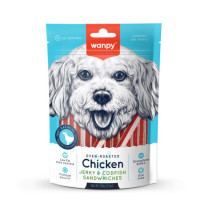 Wanpy Oven Roasted Chicken Jerky And Codfish Sandwiches, 100g (Pack of 25)