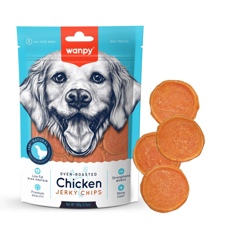Wanpy Oven Roasted Chicken Jerky Chips, 100g (Pack of 16)