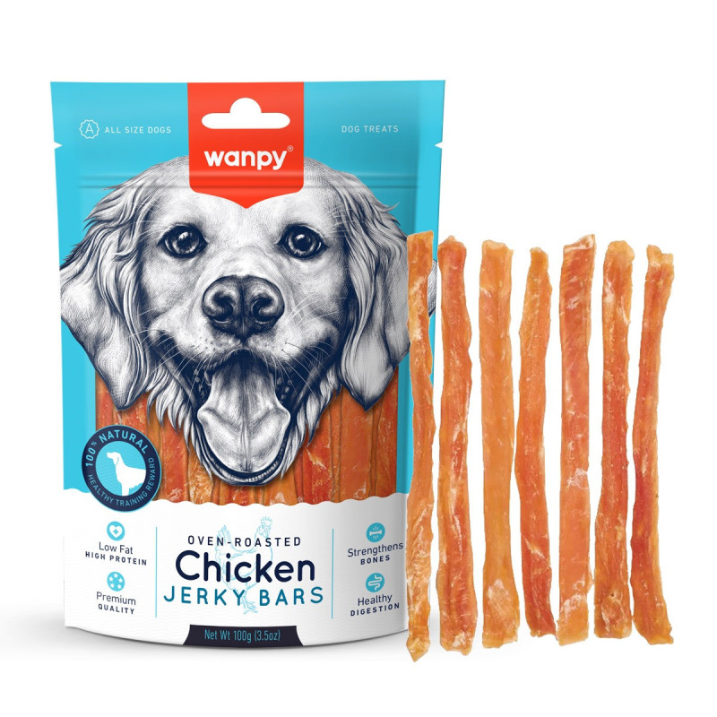 Wanpy Oven Roasted Chicken Jerky Bars, 100g (Pack of 16)