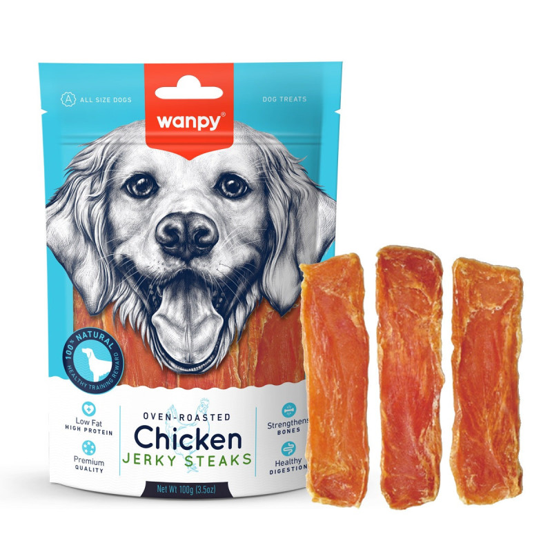 Wanpy Oven Roasted Chicken Jerky Steaks, 100g (Pack of 16)
