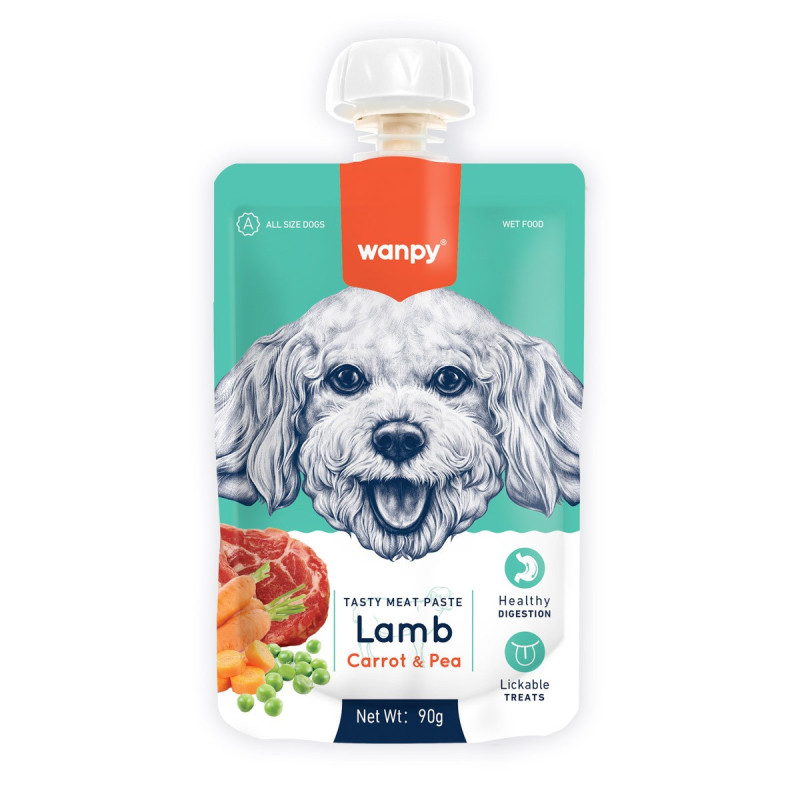 Wanpy Tasty Meat Paste Lamb With Carrot And Pea For Dogs, 90g (Pack of 25)