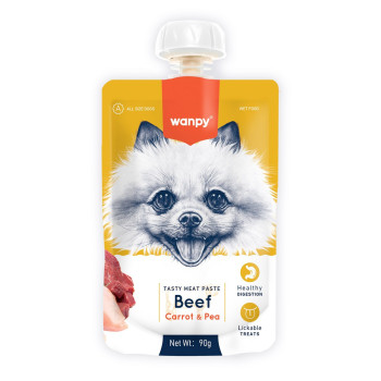 Wanpy Tasty Meat Paste Beef With Carrot And Pea For Dogs, 90g (Pack of 30)