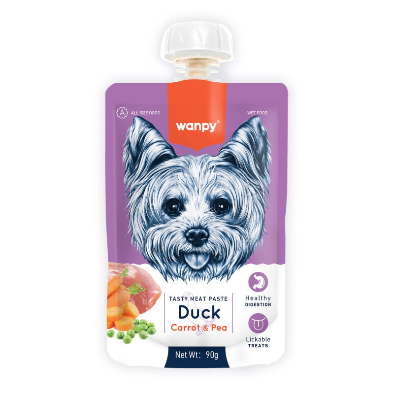Wanpy Tasty Meat Paste Duck With Carrot And Pea For Dogs, 90g (Pack of 30)