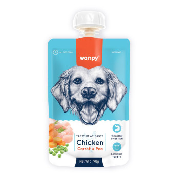 Wanpy Tasty Meat Paste Chicken With Carrot And Pea For Dogs, 90g (Pack of 30)