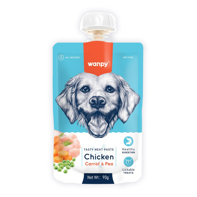 Wanpy Tasty Meat Paste Chicken With Carrot And Pea For Dogs, 90g (Pack of 30)