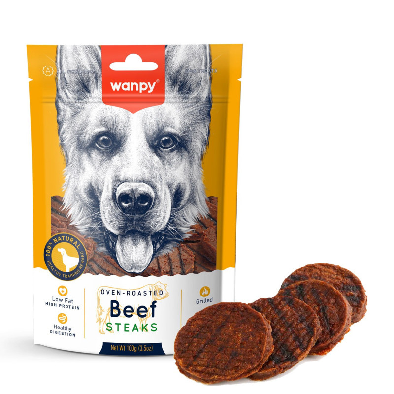 Wanpy Oven Roasted Grilled Beef Steaks, 100g (Pack of 16)