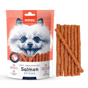 Wanpy Soft Oven Roasted Salmon Sticks, 100g (Pack of 16)