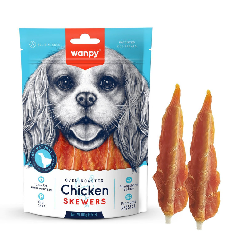 Wanpy Oven Roasted Chicken Skewers, 100g (Pack of 16)