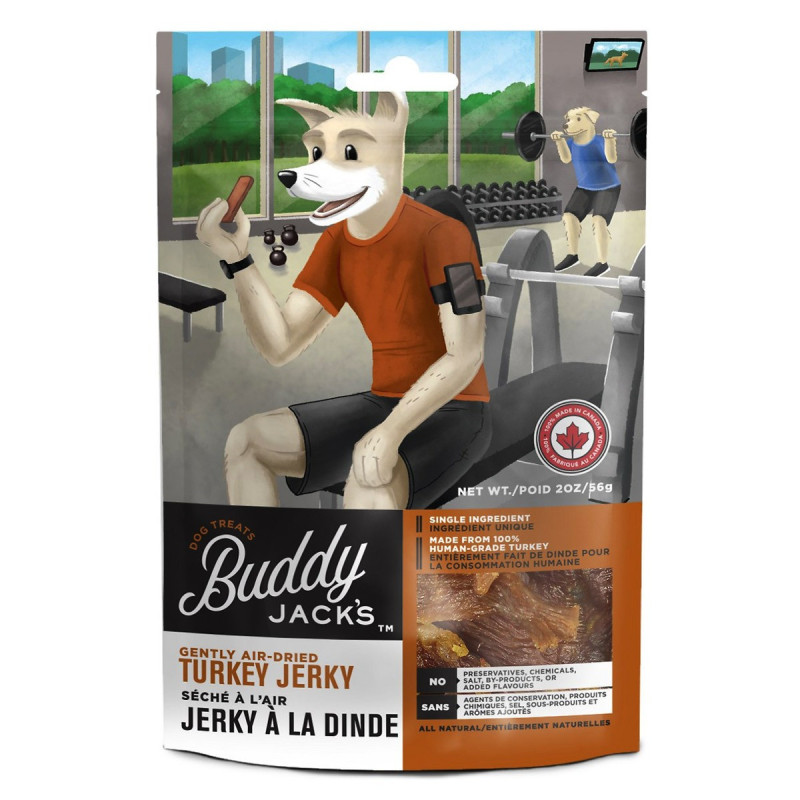 Buddy Jacks Air Dried Turkey Jerky Dog Treats, 56gm (Pack of 10)