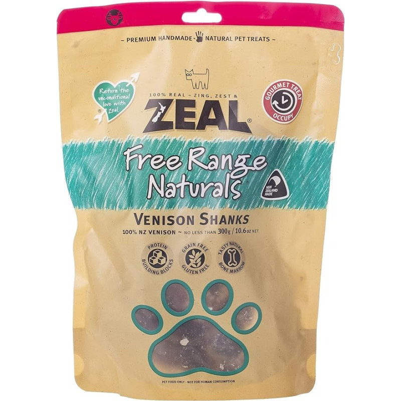 Zeal Free Range Natural Venison Shanks, 2Pcs Dog Treats, 300g (Pack of 6)