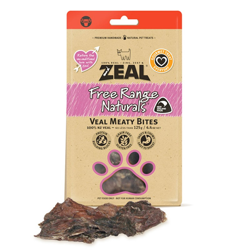 Zeal Free Range Naturals Veal Meaty Bites Dog Treats, 125g (Pack of 8)